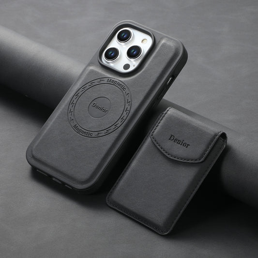 For iPhone 15 Denior D19 Skin Feel MagSafe Detachable Card Slot Phone Case(Black) by Denior
