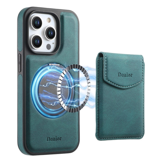 For iPhone 15 Pro Denior D20 Skin Feel MagSafe Holder Detachable Card Slot Phone Case(Blue) by Denior