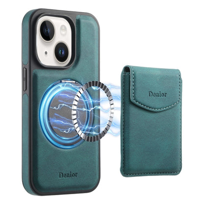 For iPhone 15 Plus / 14 Plus Denior D20 Skin Feel MagSafe Holder Detachable Card Slot Phone Case(Blue) by Denior
