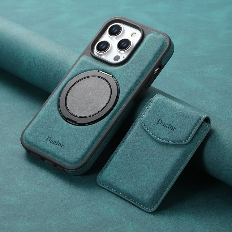 For iPhone 15 Plus / 14 Plus Denior D20 Skin Feel MagSafe Holder Detachable Card Slot Phone Case(Blue) by Denior