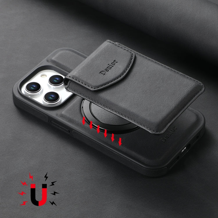 For iPhone 15 Plus / 14 Plus Denior D20 Skin Feel MagSafe Holder Detachable Card Slot Phone Case(Black) by Denior