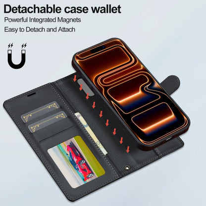 For iPhone 17 Pro Max LC.IMEEKE L2 Series Detachable Magsafe PU Phone Case with Lanyard(Black) by LC.IMEEKE