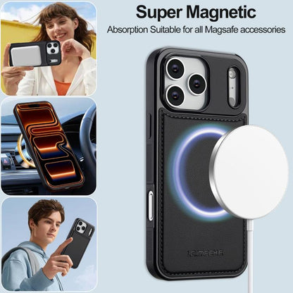 For iPhone 17 Pro Max LC.IMEEKE L2 Series Detachable Magsafe PU Phone Case with Lanyard(Black) by LC.IMEEKE