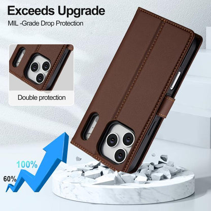 For iPhone 17 Pro Max LC.IMEEKE L2 Series Detachable Magsafe PU Phone Case with Lanyard(Brown) by LC.IMEEKE