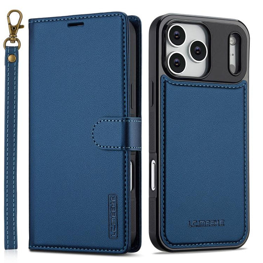 For iPhone 17 Pro Max LC.IMEEKE L2 Series Detachable Magsafe PU Phone Case with Lanyard(Blue) by LC.IMEEKE