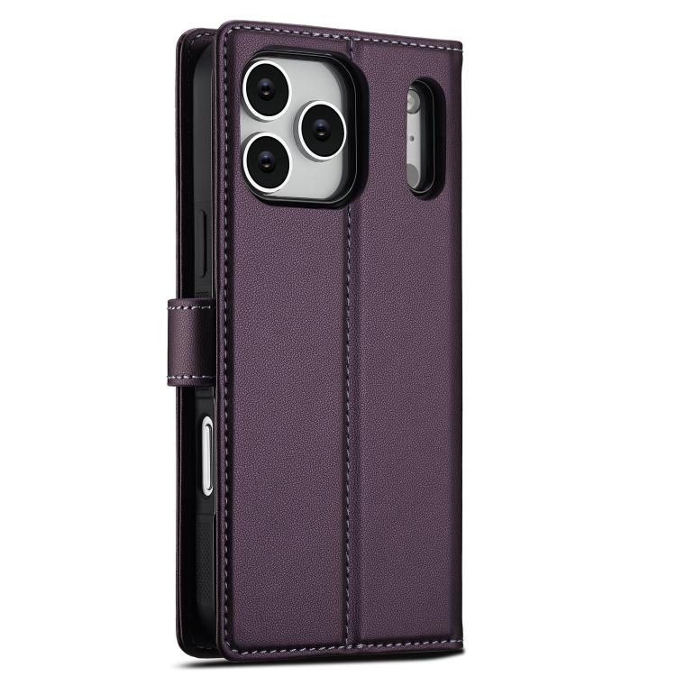 For iPhone 17 Pro Max LC.IMEEKE L2 Series Detachable Magsafe PU Phone Case with Lanyard(Purple) by LC.IMEEKE