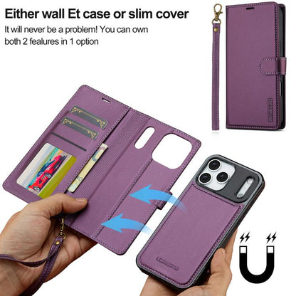 For iPhone 17 Pro Max LC.IMEEKE L2 Series Detachable Magsafe PU Phone Case with Lanyard(Purple) by LC.IMEEKE