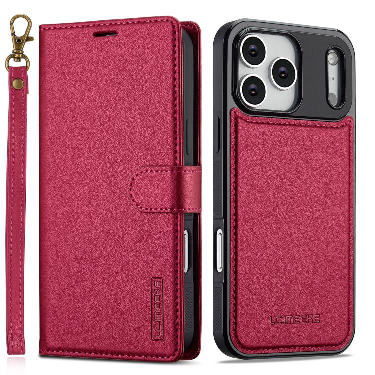 For iPhone 17 Pro Max LC.IMEEKE L2 Series Detachable Magsafe PU Phone Case with Lanyard(Red) by LC.IMEEKE