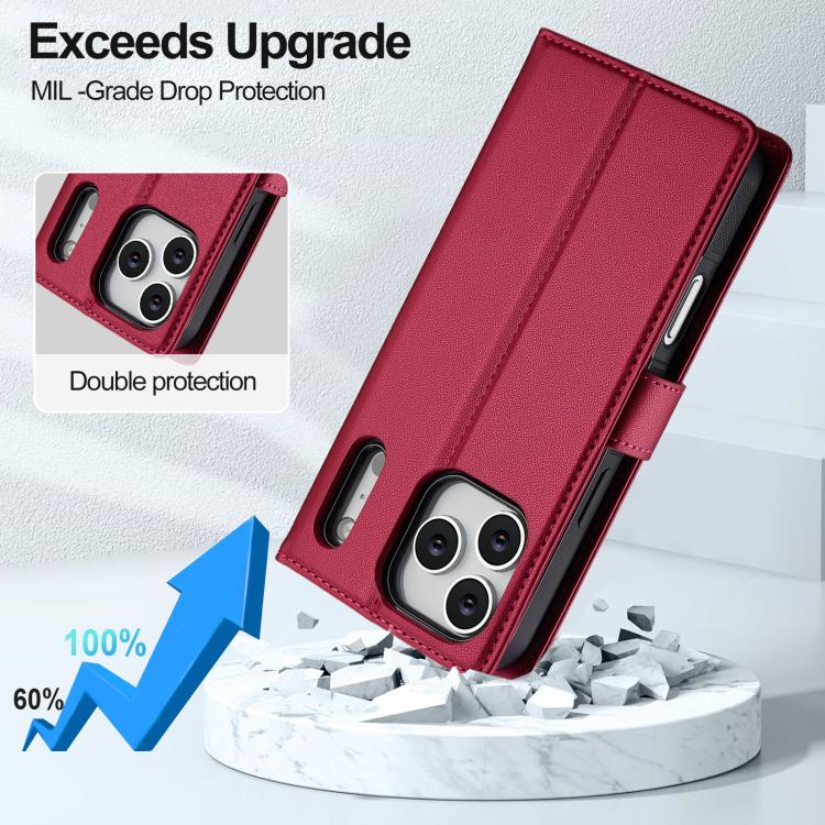For iPhone 17 Pro Max LC.IMEEKE L2 Series Detachable Magsafe PU Phone Case with Lanyard(Red) by LC.IMEEKE