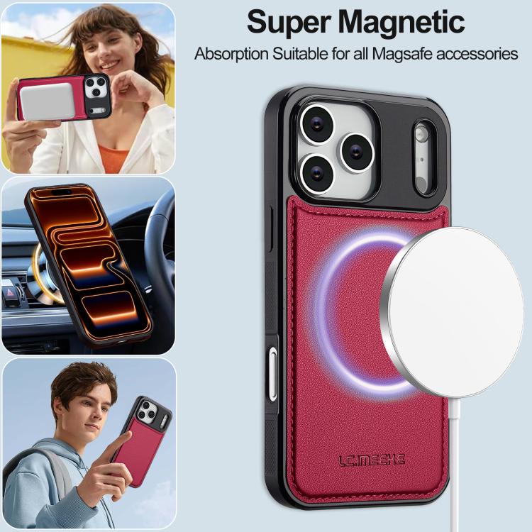 For iPhone 17 Pro Max LC.IMEEKE L2 Series Detachable Magsafe PU Phone Case with Lanyard(Red) by LC.IMEEKE