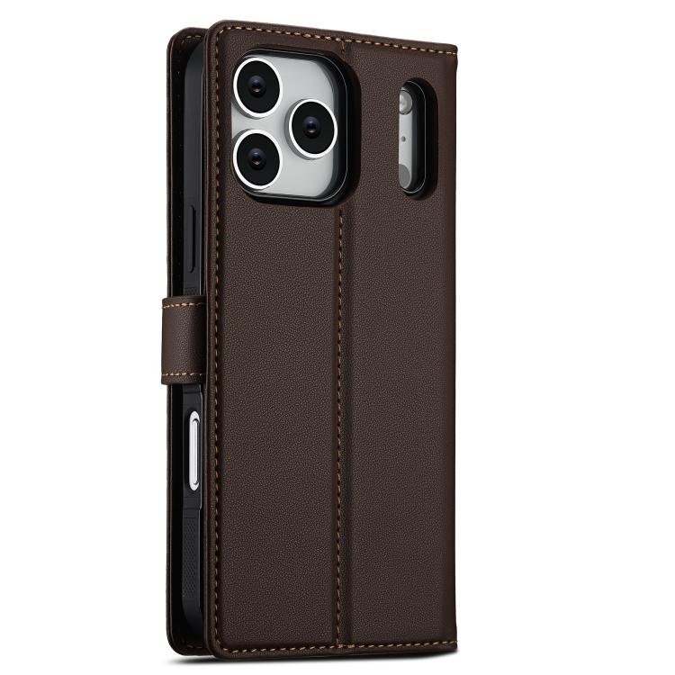 For iPhone 17 Pro LC.IMEEKE L2 Series Detachable Magsafe PU Phone Case with Lanyard(Brown) by LC.IMEEKE