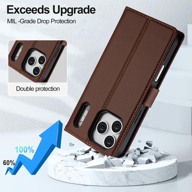 For iPhone 17 Pro LC.IMEEKE L2 Series Detachable Magsafe PU Phone Case with Lanyard(Brown) by LC.IMEEKE