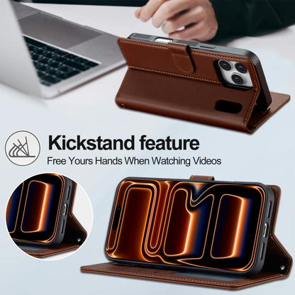 For iPhone 17 Pro LC.IMEEKE L2 Series Detachable Magsafe PU Phone Case with Lanyard(Brown) by LC.IMEEKE