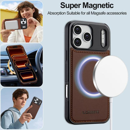 For iPhone 17 Pro LC.IMEEKE L2 Series Detachable Magsafe PU Phone Case with Lanyard(Brown) by LC.IMEEKE