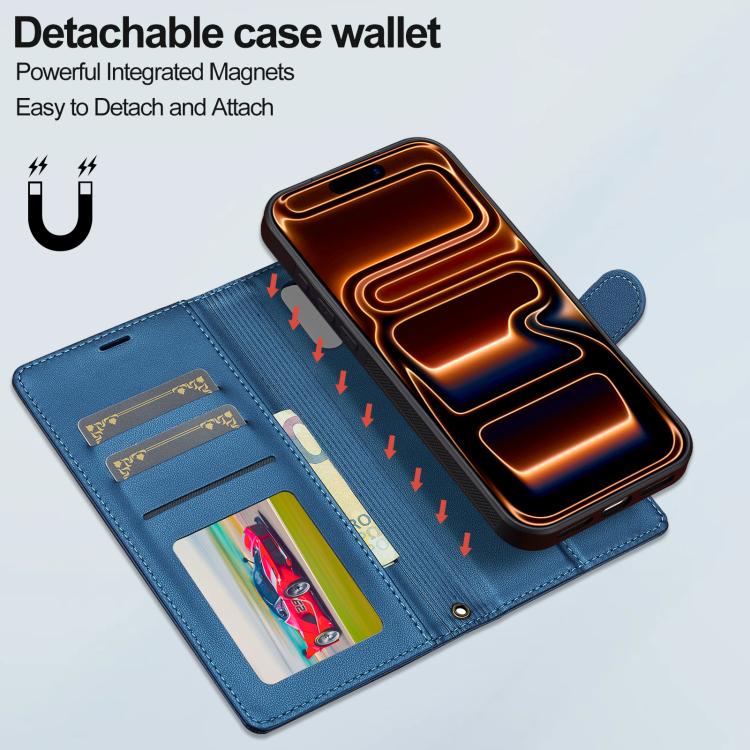 For iPhone 17 Pro LC.IMEEKE L2 Series Detachable Magsafe PU Phone Case with Lanyard(Blue) by LC.IMEEKE