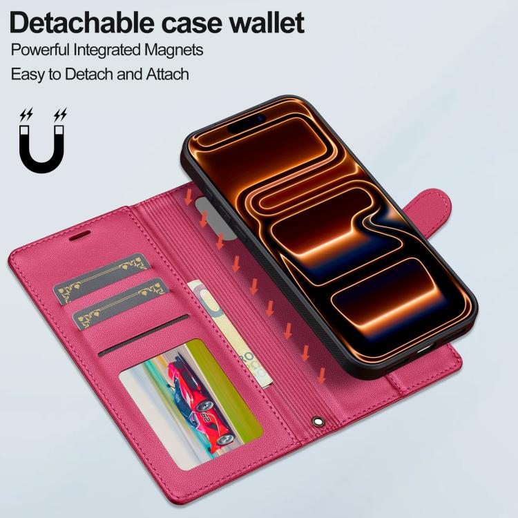 For iPhone 17 Pro LC.IMEEKE L2 Series Detachable Magsafe PU Phone Case with Lanyard(Red) by LC.IMEEKE