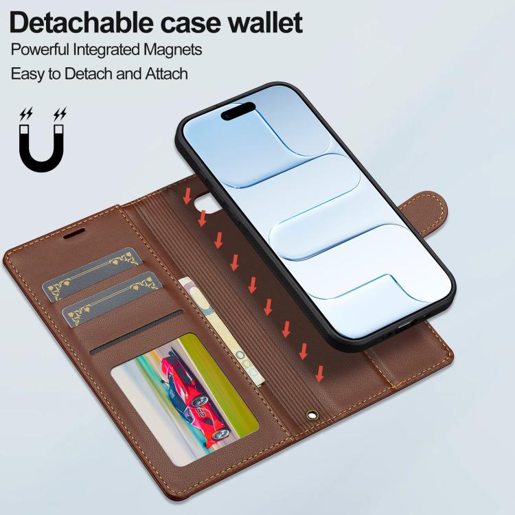 For iPhone Air LC.IMEEKE L2 Series Detachable Magsafe PU Phone Case with Lanyard(Brown) by LC.IMEEKE