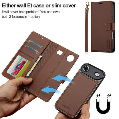 For iPhone Air LC.IMEEKE L2 Series Detachable Magsafe PU Phone Case with Lanyard(Brown) by LC.IMEEKE