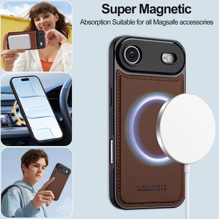 For iPhone Air LC.IMEEKE L2 Series Detachable Magsafe PU Phone Case with Lanyard(Brown) by LC.IMEEKE