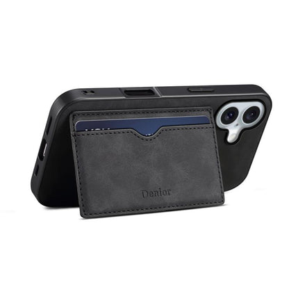 For iPhone 17 Denior D08 PU Single Card Slot Holder Phone Case(Black) by Denior