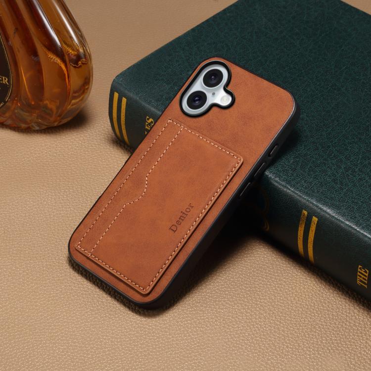 For iPhone 17 Denior D08 PU Single Card Slot Holder Phone Case(Brown) by Denior