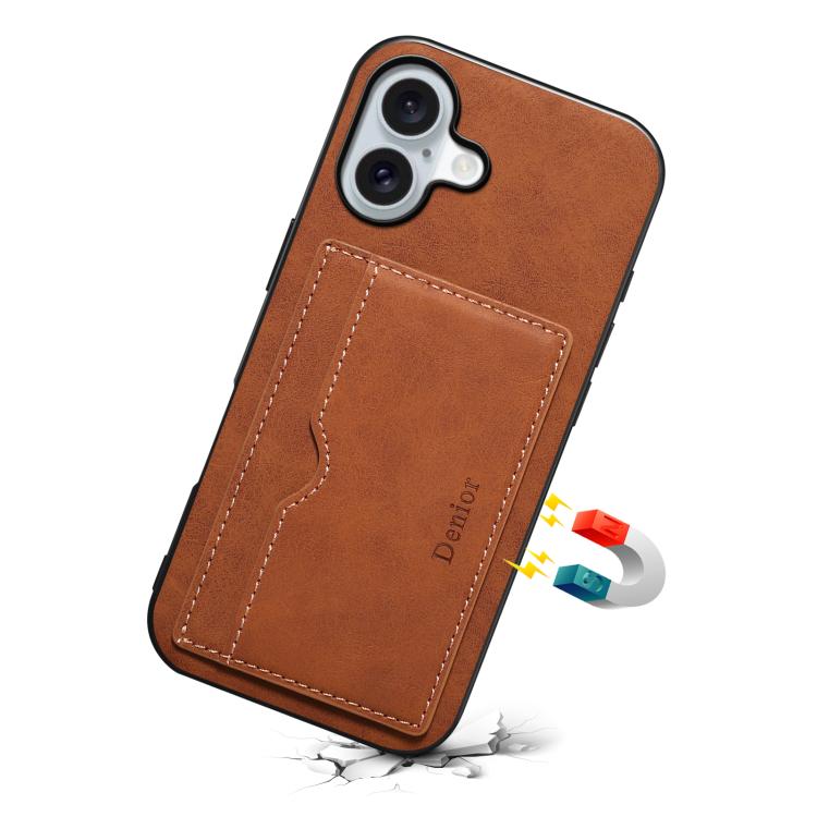 For iPhone 17 Denior D08 PU Single Card Slot Holder Phone Case(Brown) by Denior