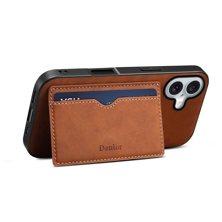For iPhone 17 Denior D08 PU Single Card Slot Holder Phone Case(Brown) by Denior