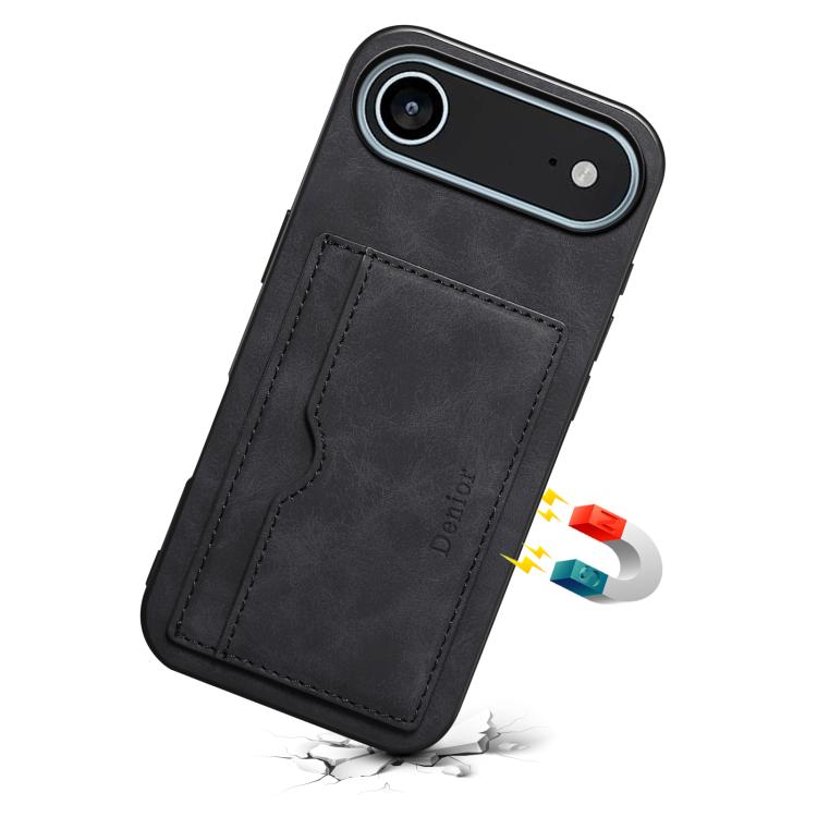 For iPhone Air Denior D08 PU Single Card Slot Holder Phone Case(Black) by Denior
