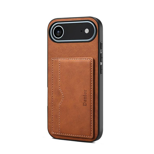For iPhone Air Denior D08 PU Single Card Slot Holder Phone Case(Brown) by Denior