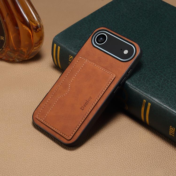 For iPhone Air Denior D08 PU Single Card Slot Holder Phone Case(Brown) by Denior