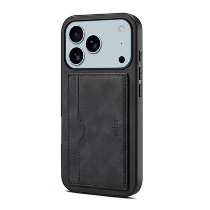 For iPhone 17 Pro Max Denior D08 PU Single Card Slot Holder Phone Case(Black) by Denior