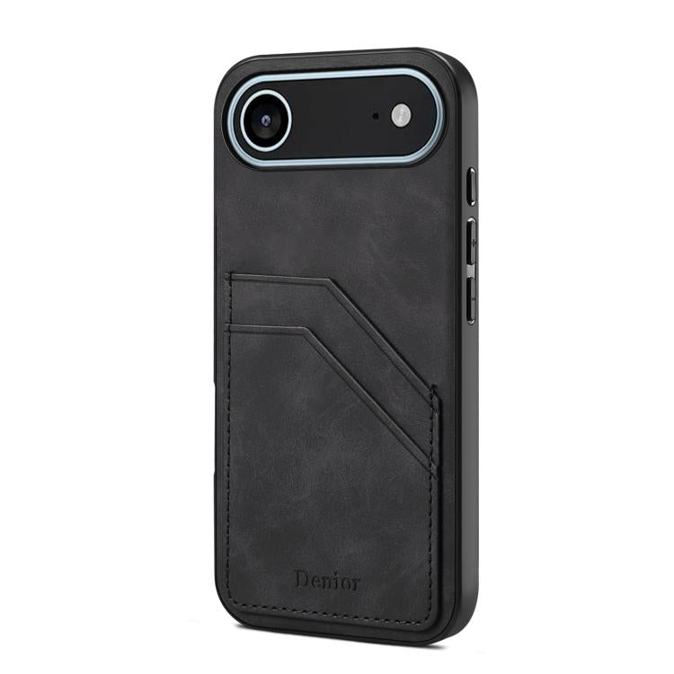 For iPhone Air Denior D09 PU Dual Card Slot Back Cover Phone Case(Black) by Denior