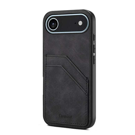 For iPhone Air Denior D09 PU Dual Card Slot Back Cover Phone Case(Black) by Denior