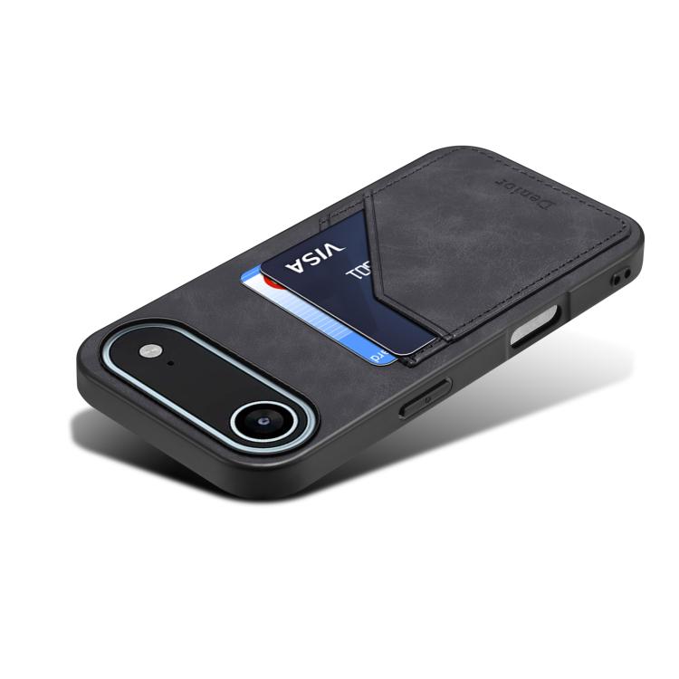 For iPhone Air Denior D09 PU Dual Card Slot Back Cover Phone Case(Black) by Denior