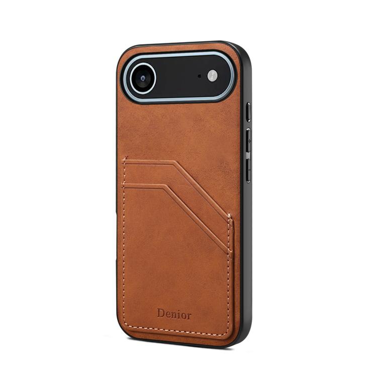 For iPhone Air Denior D09 PU Dual Card Slot Back Cover Phone Case(Brown) by Denior