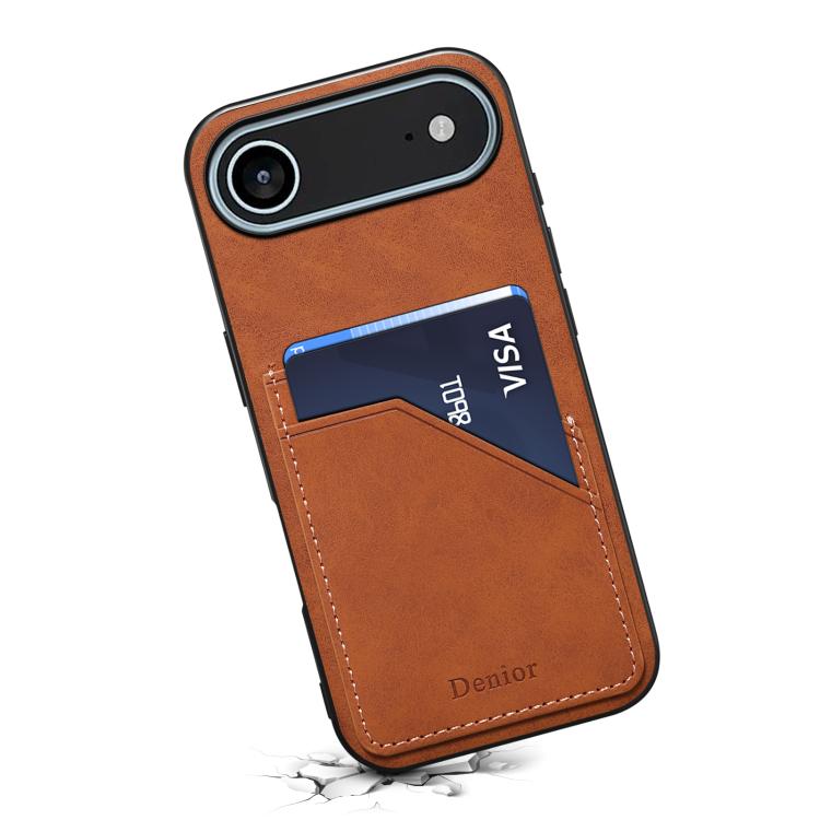 For iPhone Air Denior D09 PU Dual Card Slot Back Cover Phone Case(Brown) by Denior
