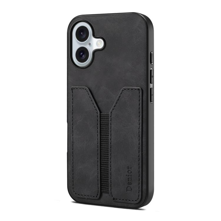 For iPhone 17 Denior D07 DV Elastic Card Slot PU Back Cover Phone Case(Black) by Denior