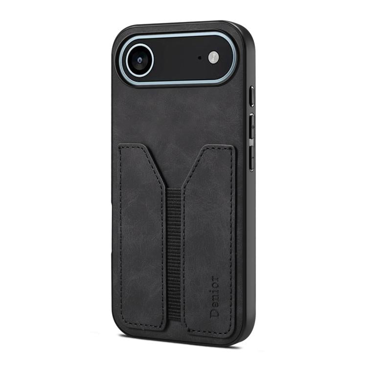 For iPhone Air Denior D07 DV Elastic Card Slot PU Back Cover Phone Case(Black) by Denior