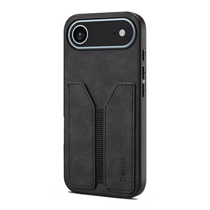 For iPhone Air Denior D07 DV Elastic Card Slot PU Back Cover Phone Case(Black) by Denior