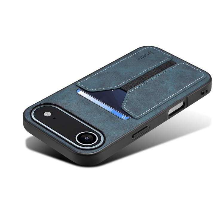 For iPhone Air Denior D07 DV Elastic Card Slot PU Back Cover Phone Case(Blue) by Denior