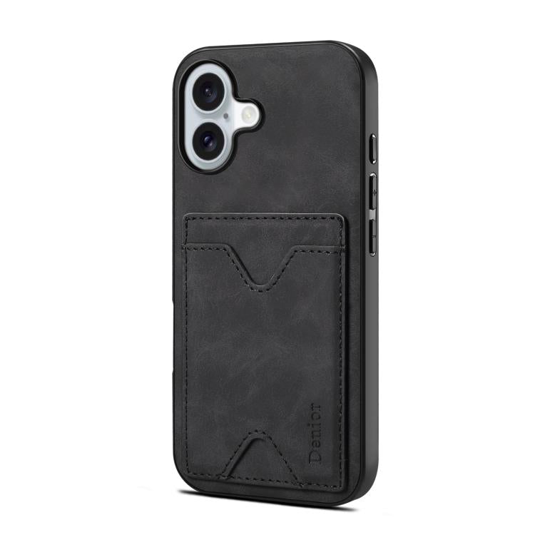 For iPhone 17 Denior D06 PU Back Cover Card Slot Holder Phone Case(Black) by Denior