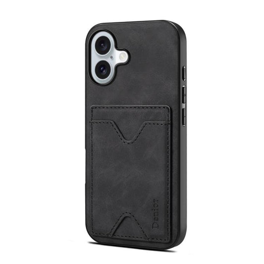 For iPhone 17 Denior D06 PU Back Cover Card Slot Holder Phone Case(Black) by Denior