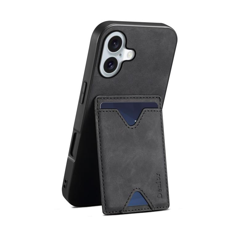 For iPhone 17 Denior D06 PU Back Cover Card Slot Holder Phone Case(Black) by Denior