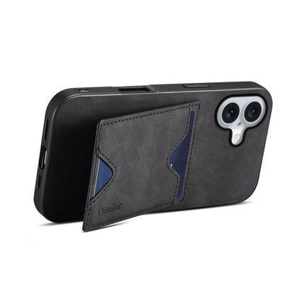 For iPhone 17 Denior D06 PU Back Cover Card Slot Holder Phone Case(Black) by Denior