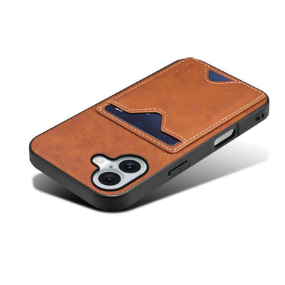 For iPhone 17 Denior D06 PU Back Cover Card Slot Holder Phone Case(Brown) by Denior