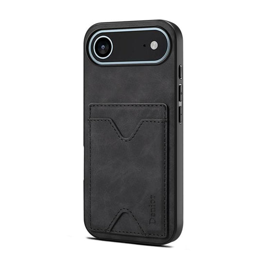 For iPhone Air Denior D06 PU Back Cover Card Slot Holder Phone Case(Black) by Denior