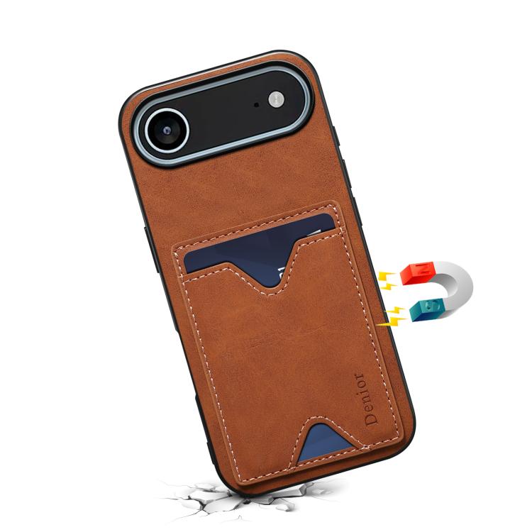 For iPhone Air Denior D06 PU Back Cover Card Slot Holder Phone Case(Brown) by Denior