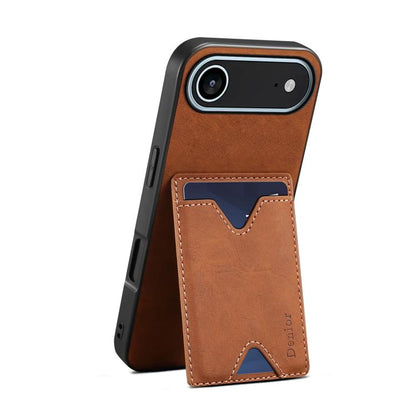 For iPhone Air Denior D06 PU Back Cover Card Slot Holder Phone Case(Brown) by Denior