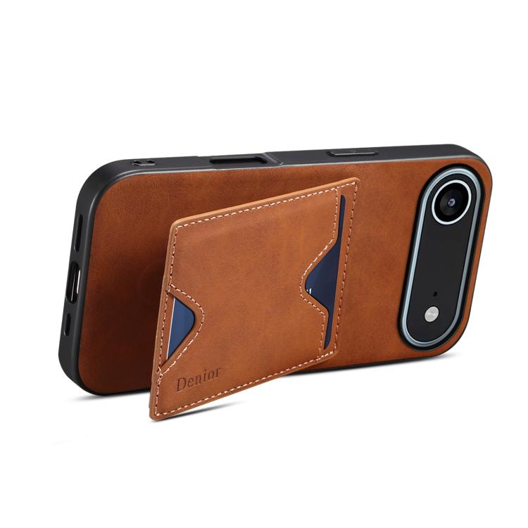 For iPhone Air Denior D06 PU Back Cover Card Slot Holder Phone Case(Brown) by Denior
