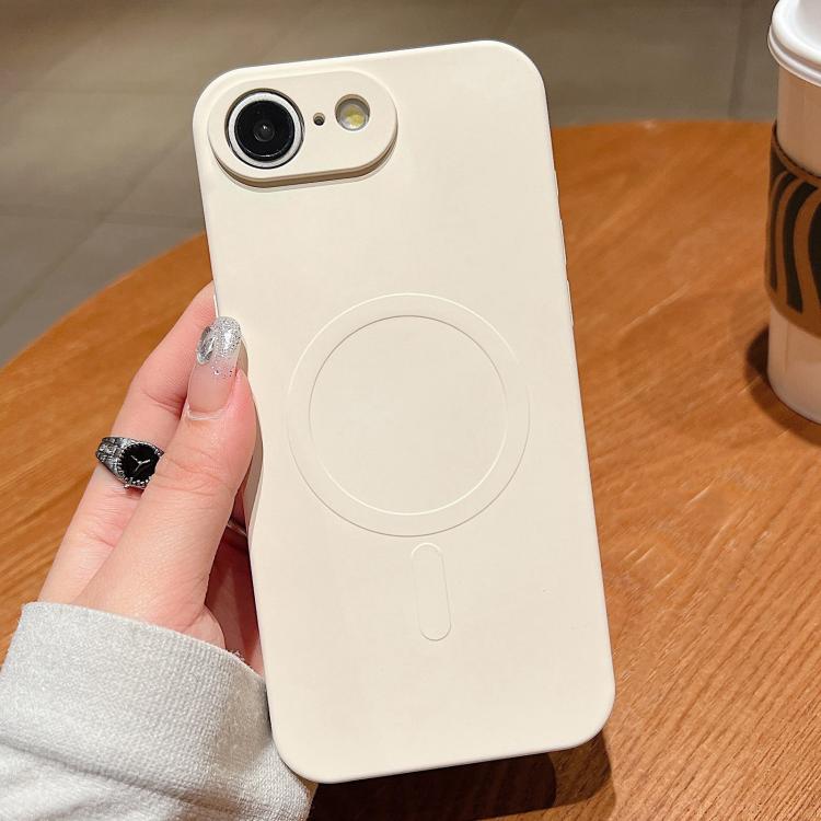 For iPhone 16e Solid Color Liquid Silicone MagSafe Magnetic Phone Case(Antique White) by bashfashion